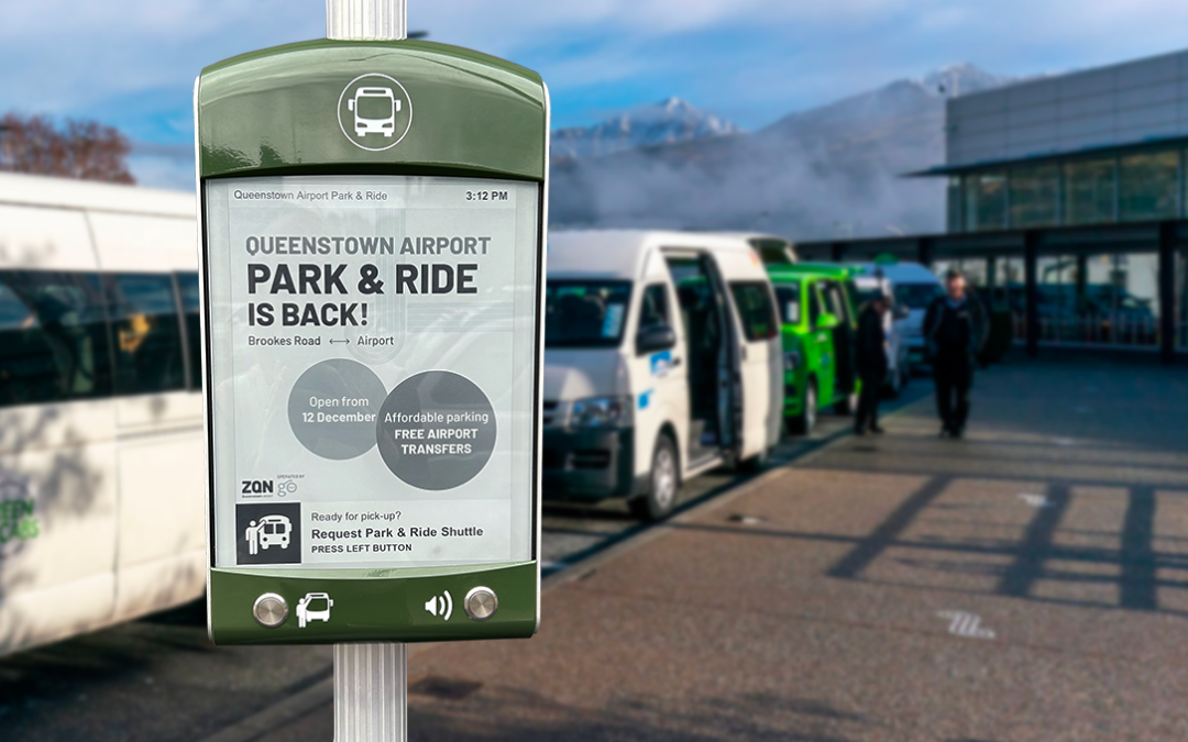 eStop signage improves the park-and-ride experience at Queenstown Airport